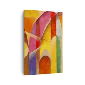 Quadro su tela - Stampe su Tela - Una composizione astratta ricca di forme geometriche colorate. - 80x120cm - La cattedrale del sole - Decorazione murale moderna per soggiorno e camera da letto ARTTOR