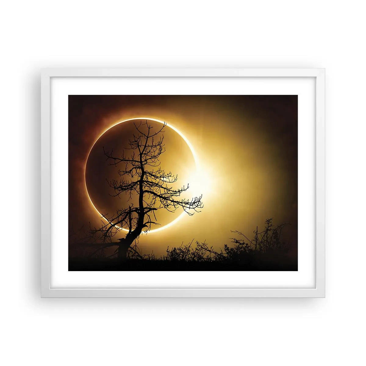 Poster in cornice bianca - Eclissi totale - 50x40 cm