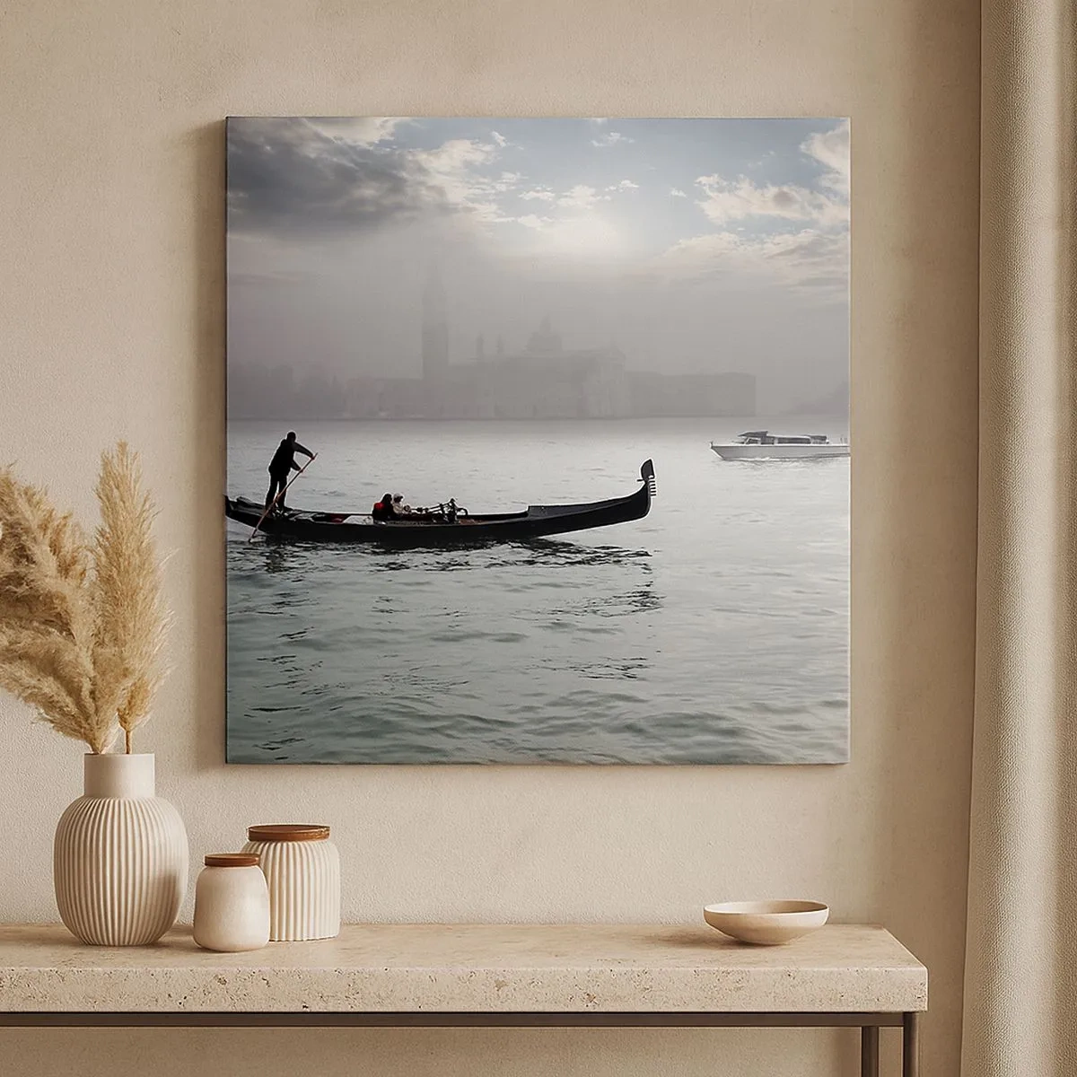 Quadro su tela - Stampe su Tela - Città magica di acqua e nebbia - 30x30 cm