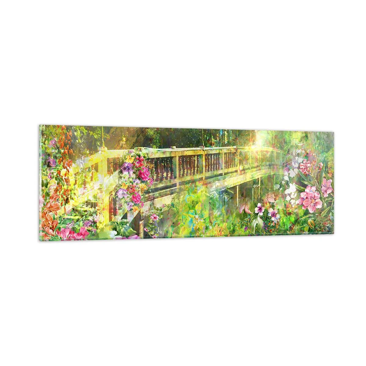 Quadro su vetro - Il ponte dei sospiri primaverili - 90x30 cm