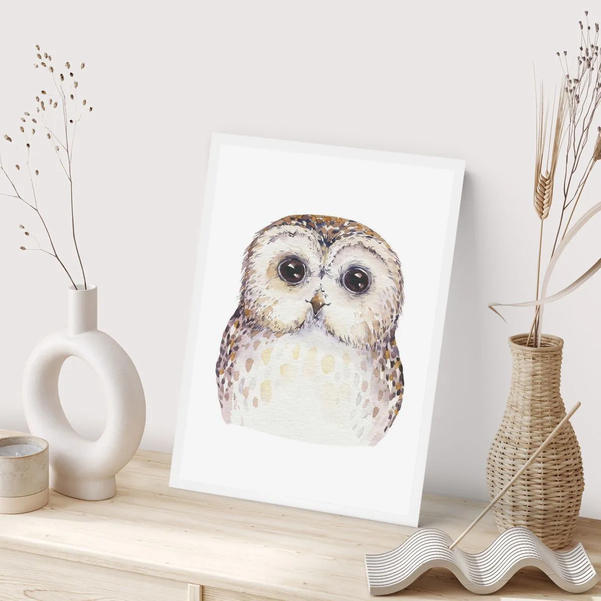 Poster - Un affascinante ritratto ad acquerello di un gufo - 50x70cm - Guardami negli occhi - Decorazione murale moderna per soggiorno e camera da letto ARTTOR