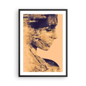 Poster in cornice nera - Ritratto con paesaggio in stile doppia esposizione - 50x70cm - Bella di natura - Decorazione murale moderna per soggiorno e camera da letto ARTTOR
