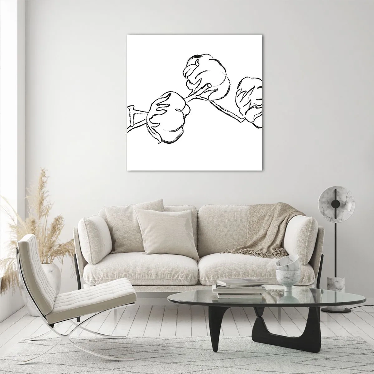 Quadro su vetro - Piumino di cotone - 30x30 cm