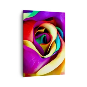 Quadro su tela - Stampe su Tela - Una rosa colorata nelle sfumature dell'arcobaleno - 50x70cm - È impossibile - Decorazione murale moderna per soggiorno e camera da letto ARTTOR