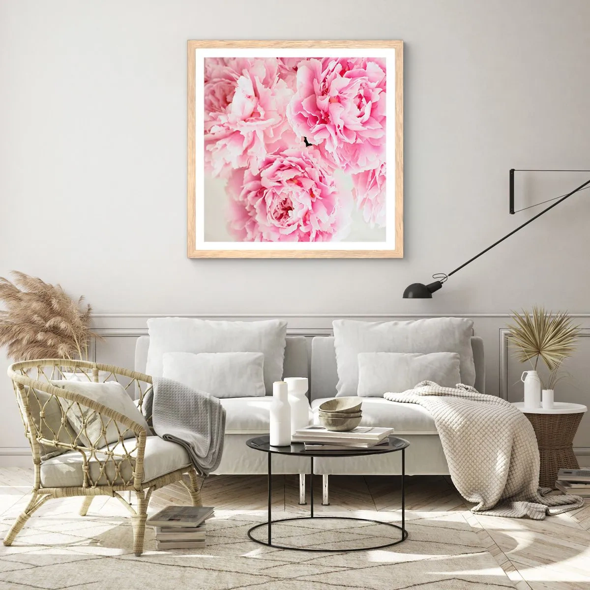 Poster in cornice rovere chiaro - Nel fasto rosa - 60x60 cm