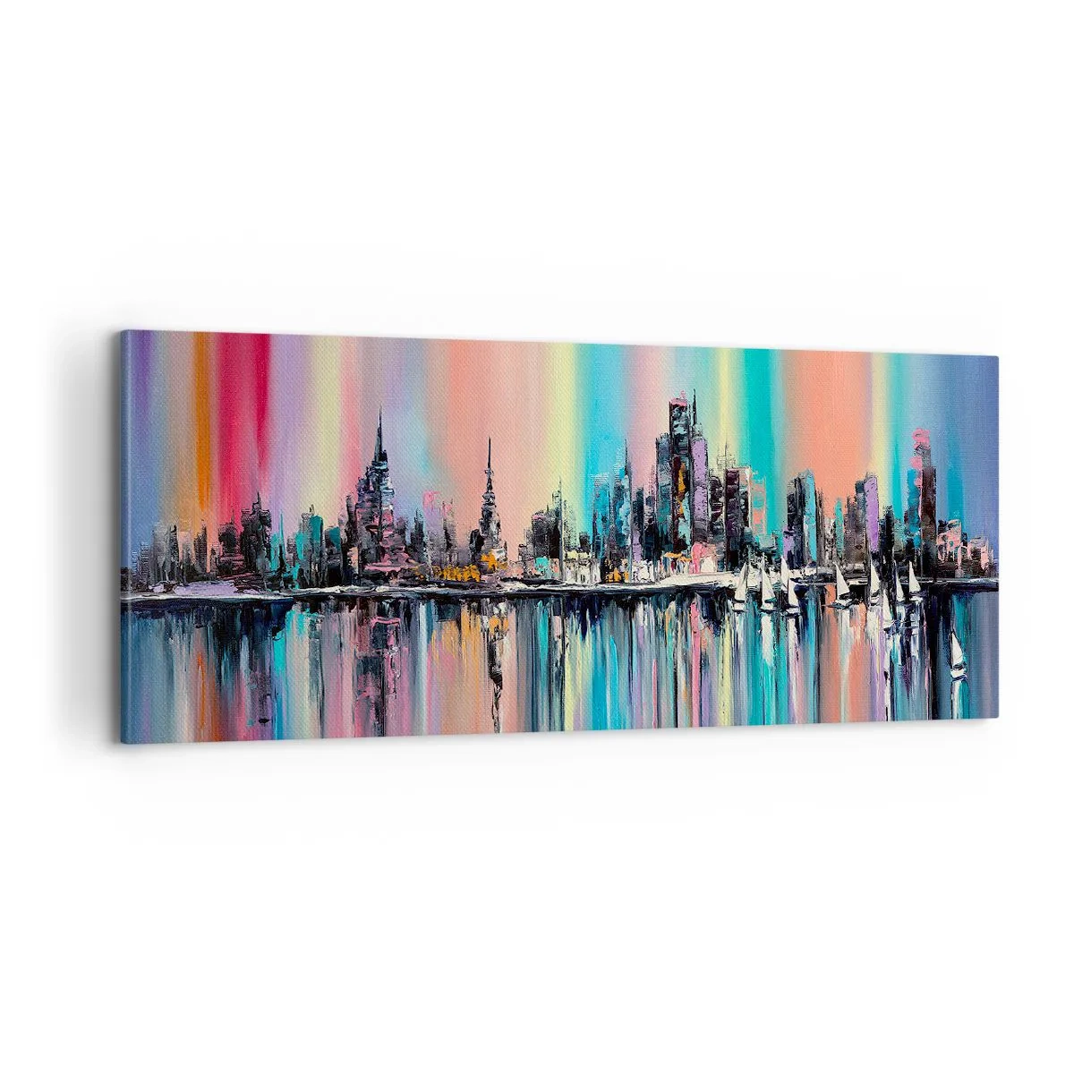 Quadro su tela - Stampe su Tela - Fluttuare alle luci della notte - 100x40 cm