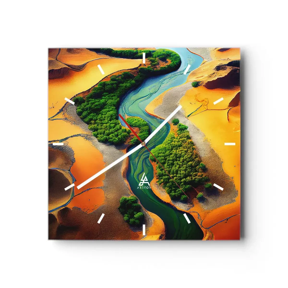 Orologio da parete - Orologio in Vetro - Il fiume della vita - 40x40 cm