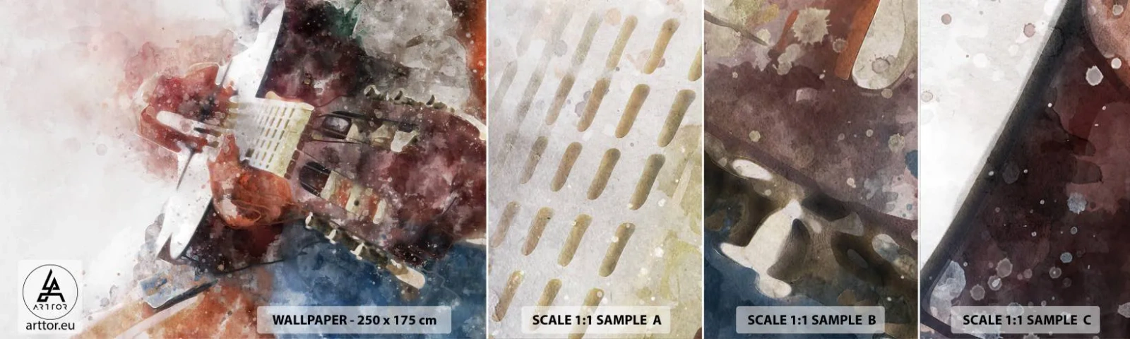 Campione Di Fotomurale Standard Eco - E tu che ne pensi? - Astrazione, Musica, Chitarra - 100x30 cm