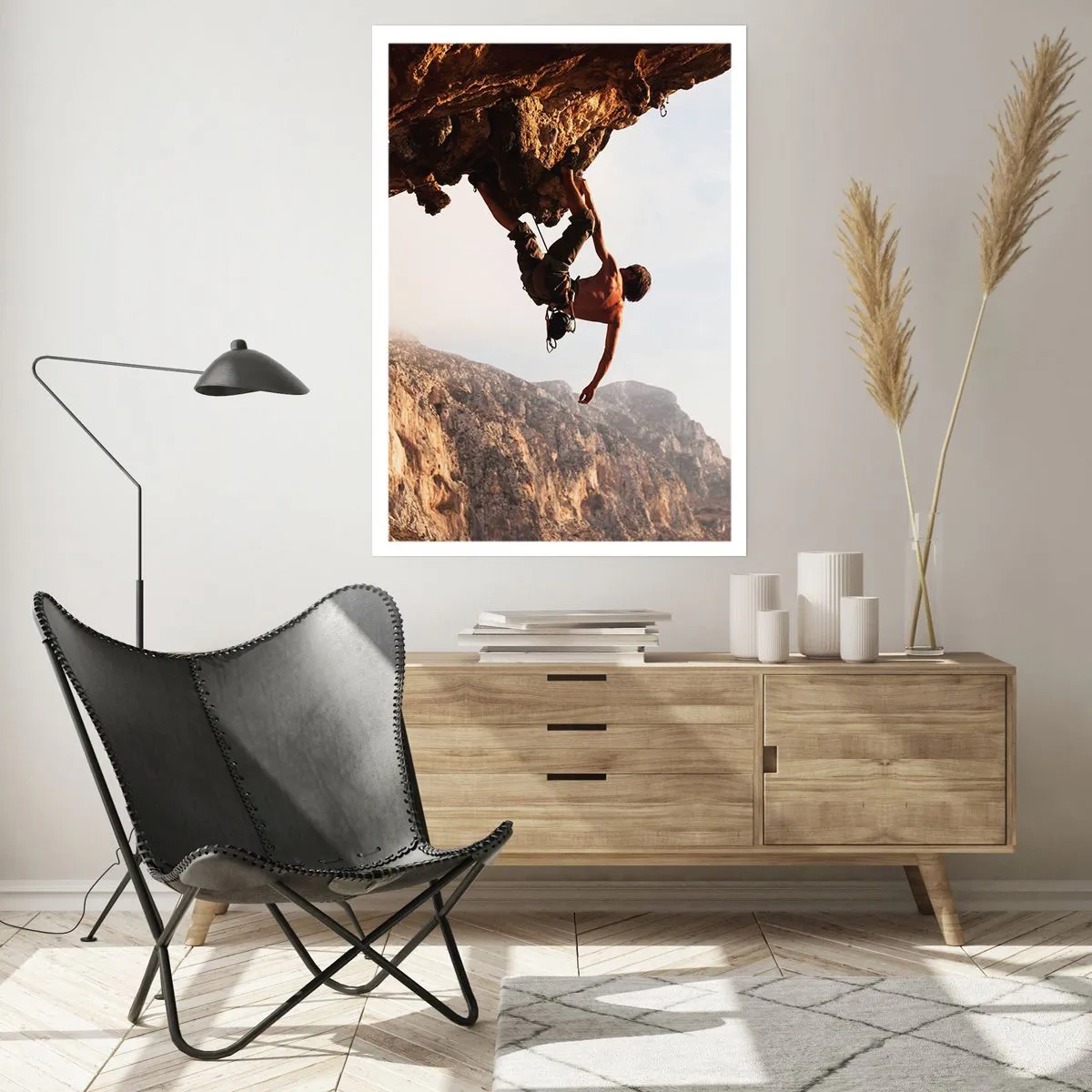 Poster - Il mondo ristretto in una mano sul bordo del masso - 40x50 cm