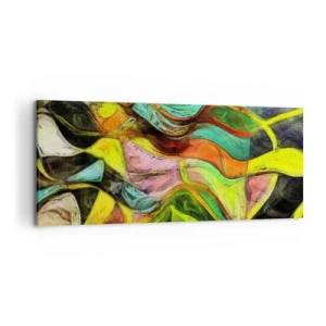 Quadro su tela - Stampe su Tela - Una composizione astratta con macchie colorate e linee dinamiche. - 120x50cm - Il movimento è vita - Decorazione murale moderna per soggiorno e camera da letto ARTTOR
