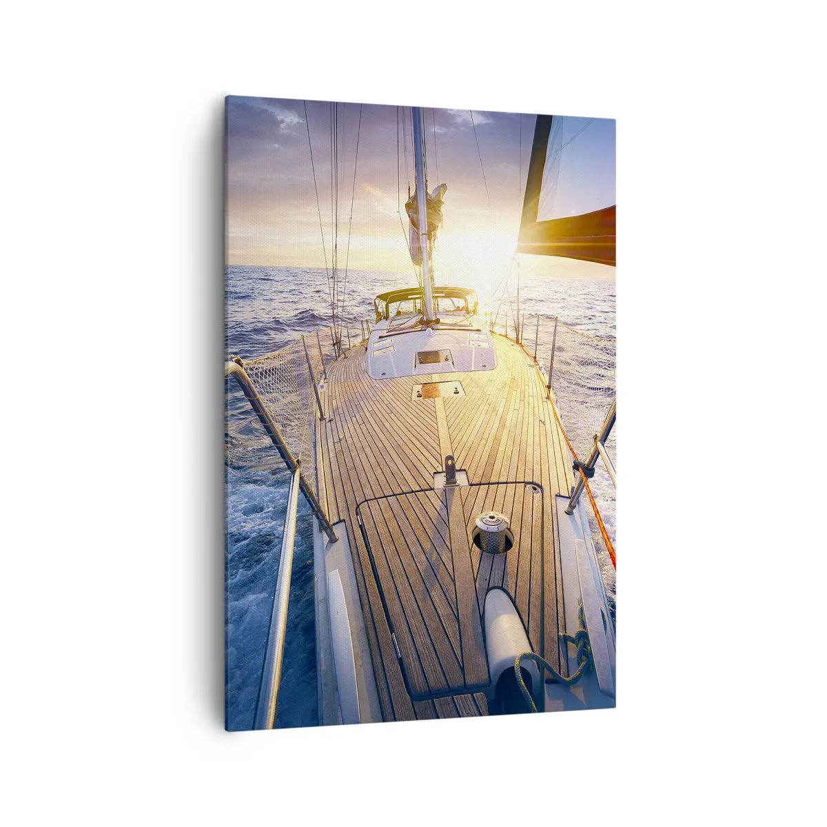 Quadro su tela - Stampe su Tela - Yacht in mare durante il tramonto - 70x100cm - Correndo sulle onde - Decorazione murale moderna per soggiorno e camera da letto ARTTOR