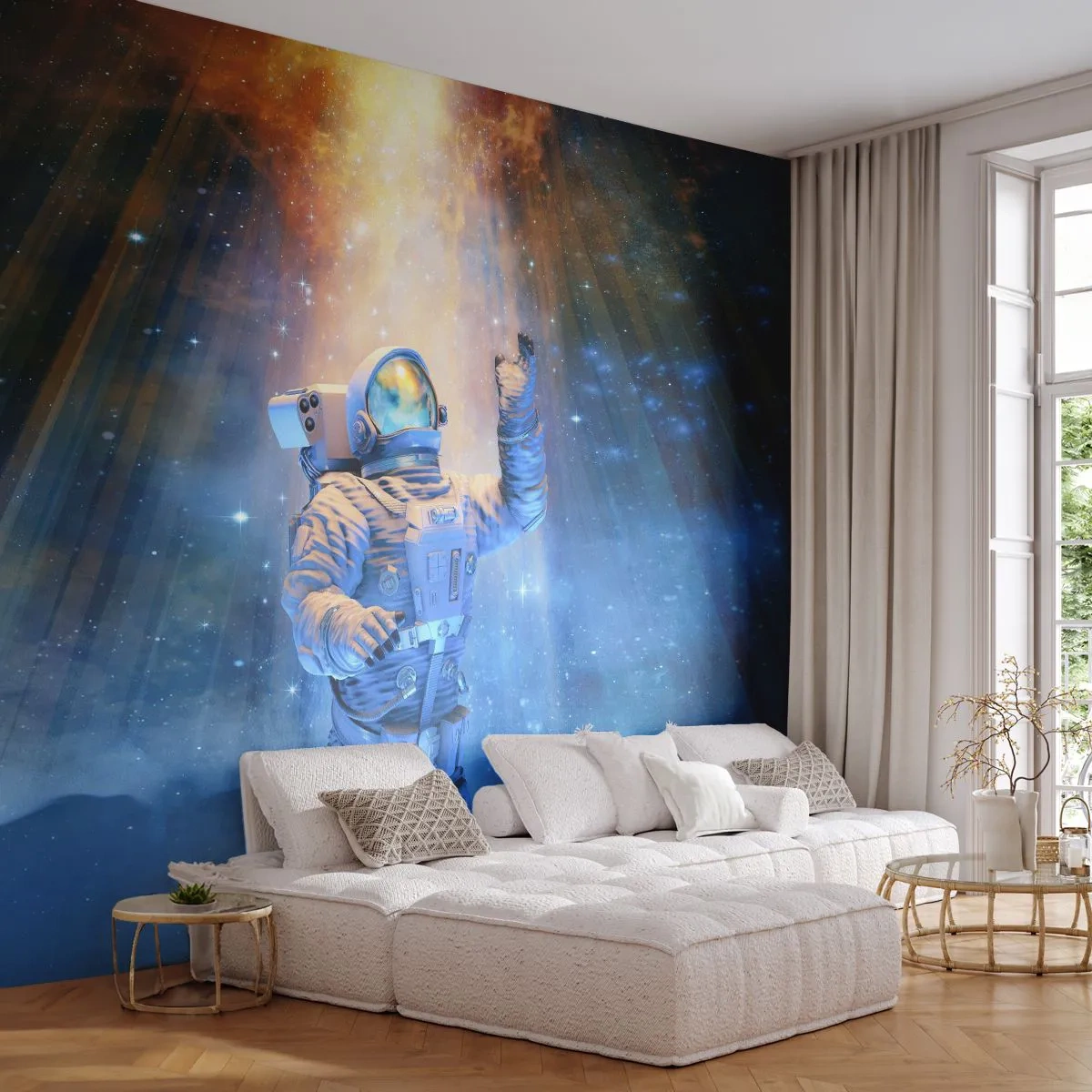 Fotomurali Premium Sand - Finalmente alla meta - Astrazione, Astronauta, Cosmo - 350x256 cm