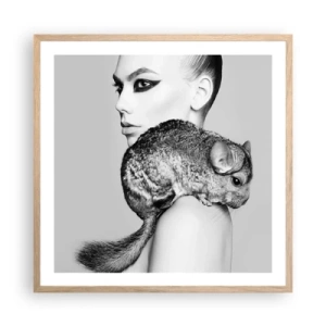 Poster in cornice rovere chiaro - Dama con il cincillà - 60x60 cm