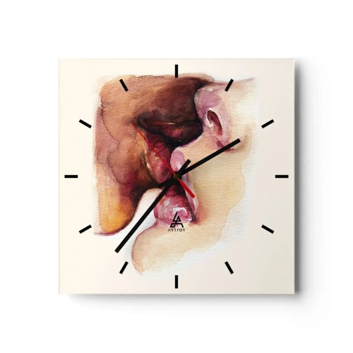 Orologio da parete - Orologio in Vetro - Un dipinto ad acquerello raffigurante un primo piano di un volto - 30x30cm - Come notte e giorno, terra e cielo - Decorazione murale moderna per soggiorno e camera da letto ARTTOR