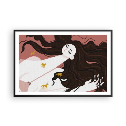 Poster in cornice nera - Il sogno del cavallo d'oro - 91x61 cm