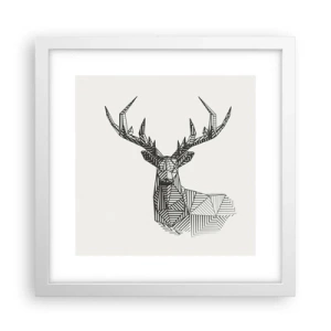 Poster in cornice bianca - Cervo in stile cubista - 30x30 cm