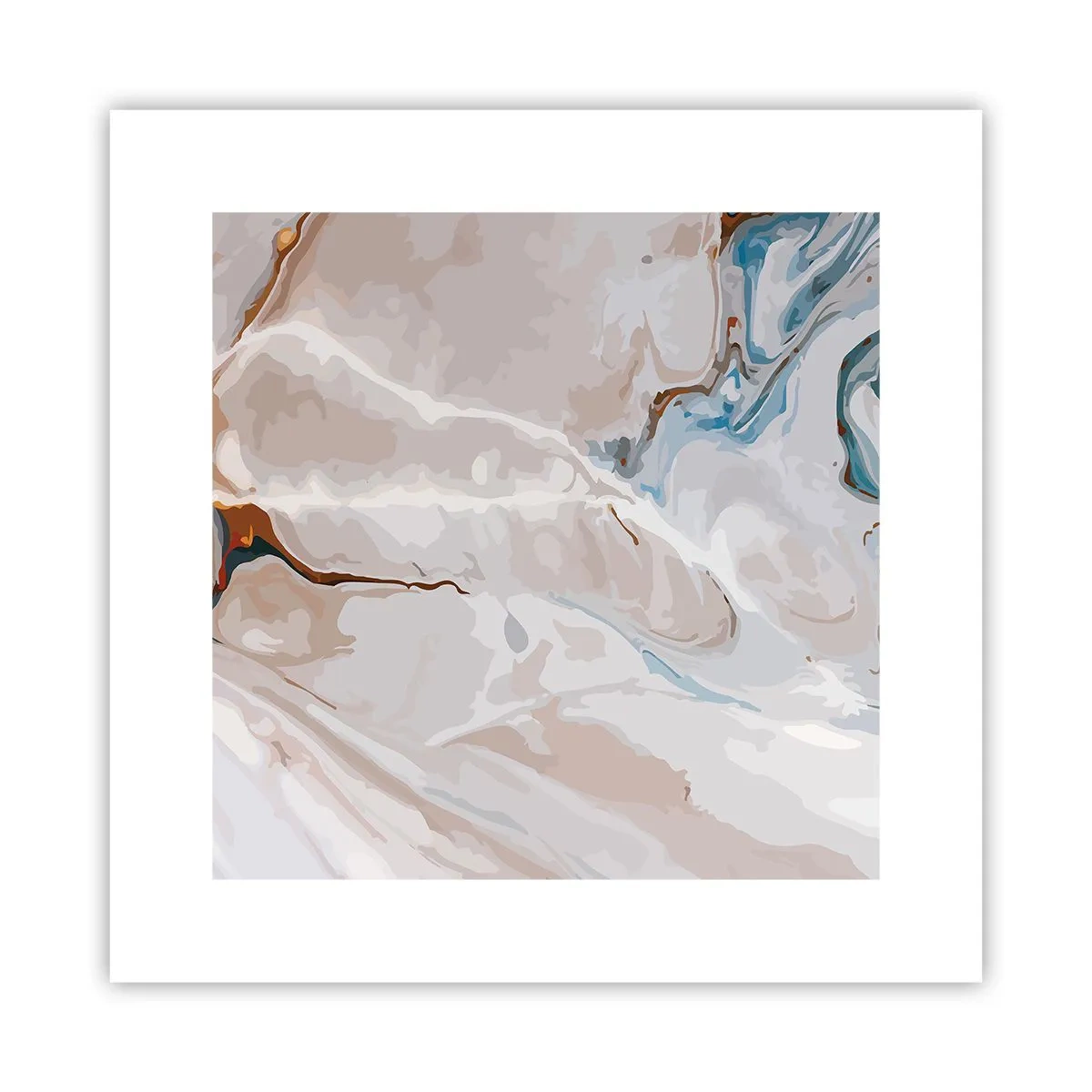 Poster - Meandri blu sotto il bianco - 30x30 cm