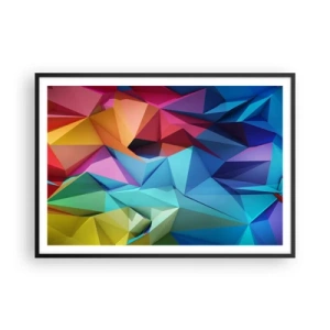 Poster in cornice nera - Astrazione geometrica colorata in colori vivaci - 100x70cm - Origami arcobaleno - Decorazione murale moderna per soggiorno e camera da letto ARTTOR