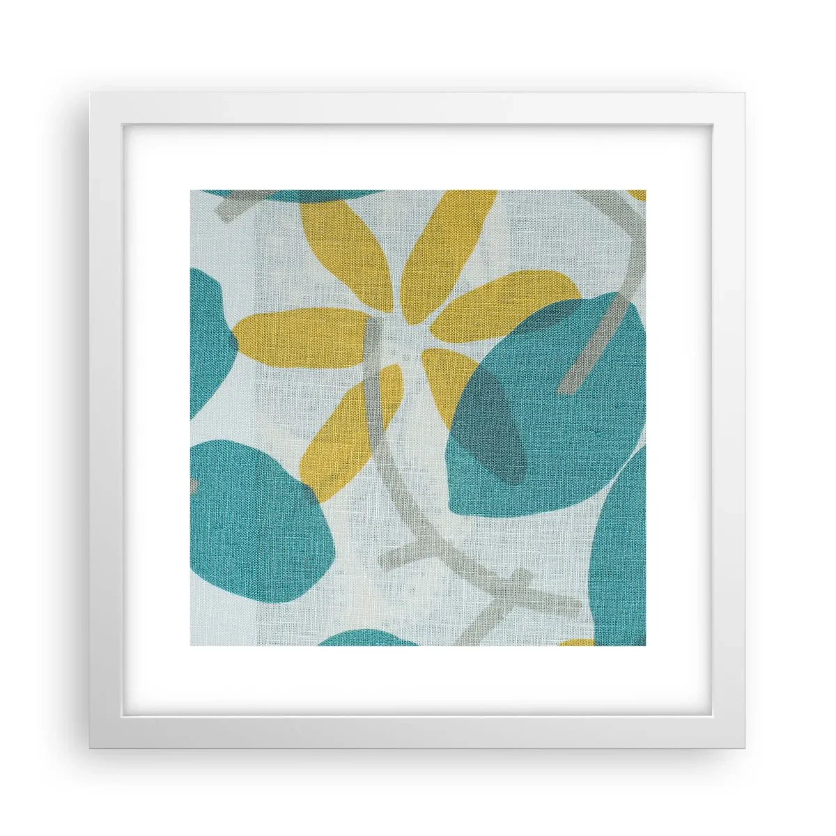 Poster in cornice bianca - Tra le foglie azzurre - 30x30 cm