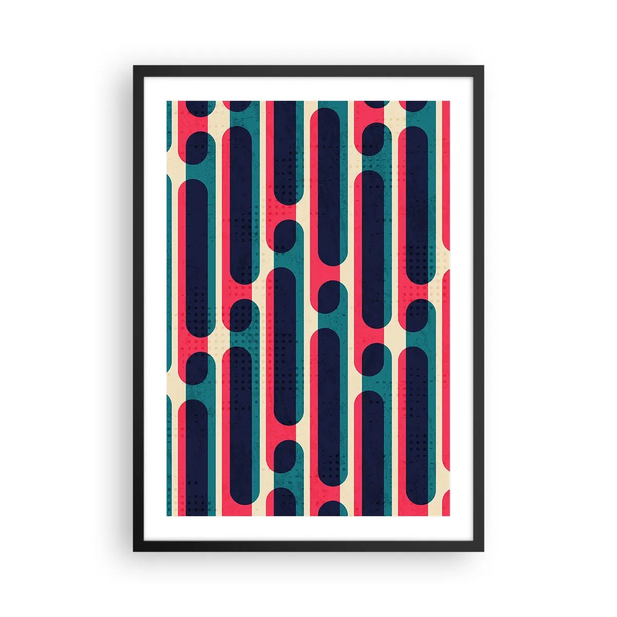 Poster in cornice nera - Motivo geometrico nei toni del rosso e del blu - 50x70cm - Avanti fino in fondo - Decorazione murale moderna per soggiorno e camera da letto ARTTOR