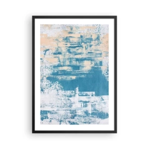 Poster in cornice nera - Texture astratta nei toni del blu e del beige - 50x70cm - Attraverso il ghiaccio - Decorazione murale moderna per soggiorno e camera da letto ARTTOR