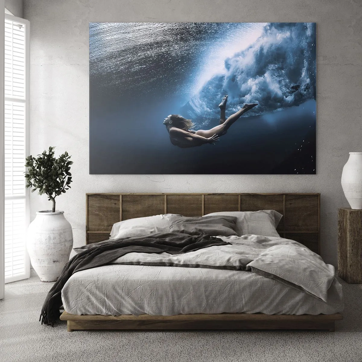 Quadro su vetro - Sirena moderna - 120x80cm - Moderna sirena - Decorazione murale moderna per soggiorno e camera da letto ARTTOR