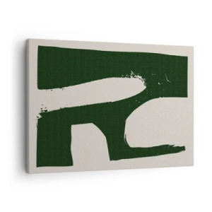 Quadro su tela - Stampe su Tela - Astratto minimalista in verde su sfondo chiaro - 70x50cm - Golfi di bianco - Decorazione murale moderna per soggiorno e camera da letto ARTTOR
