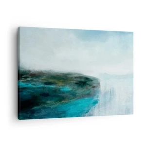 Quadro su tela - Stampe su Tela - Paesaggio astratto nei toni del turchese e del grigio - 70x50cm - Astrazione marittima - Decorazione murale moderna per soggiorno e camera da letto ARTTOR