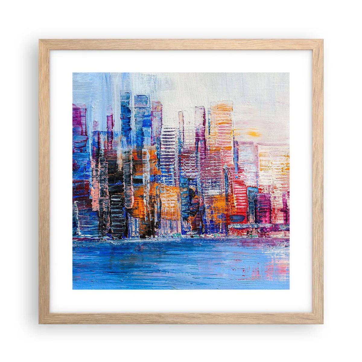 Poster in cornice rovere chiaro - Metropoli gioiosa - 40x40 cm