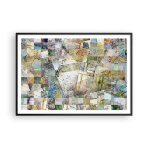 Poster in cornice nera - Astrazione colorata con forme e linee geometriche - 100x70cm - Rimpasto geometrico - Decorazione murale moderna per soggiorno e camera da letto ARTTOR