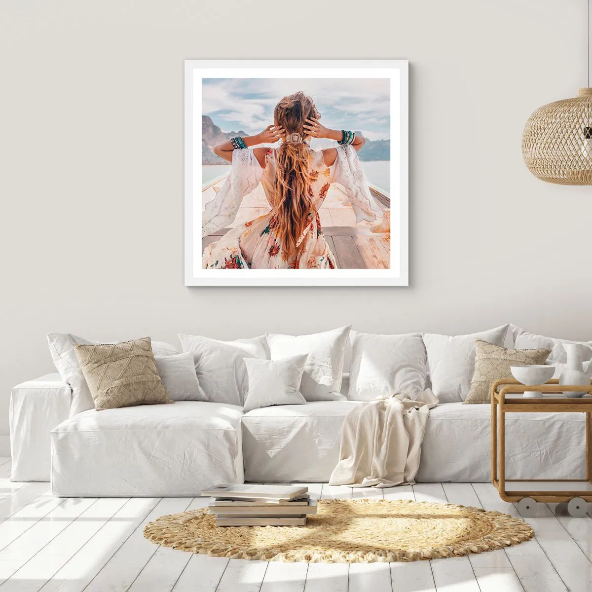Poster in cornice bianca - In cammino verso la felicità - 60x60 cm