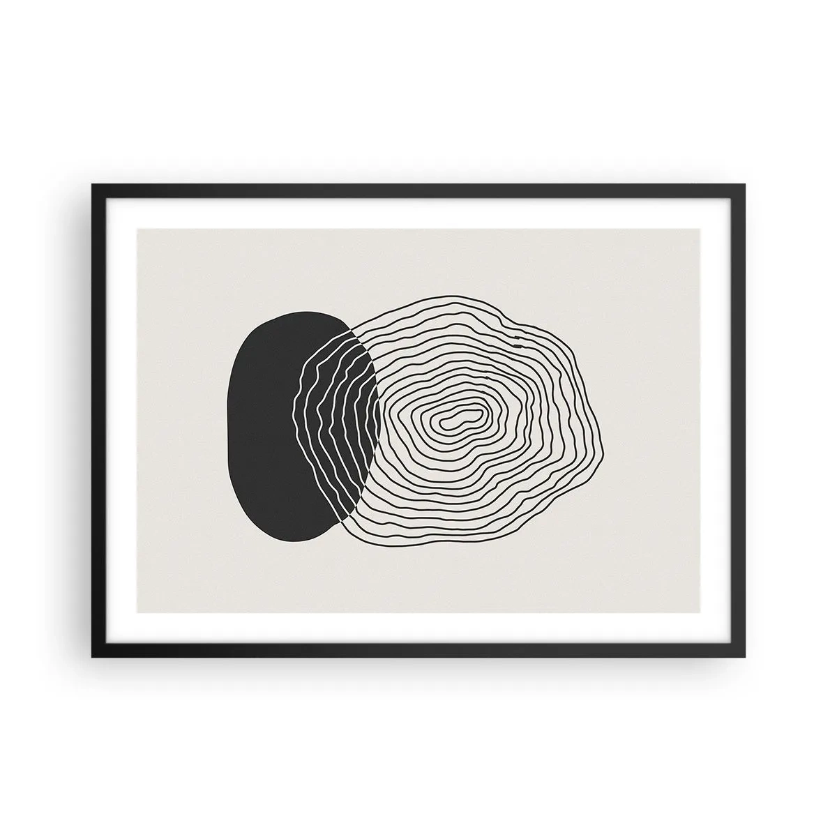 Poster in cornice nera - Motivo astratto con linee e forme in bianco e nero - 70x50cm - Durata e vibrazione - Decorazione murale moderna per soggiorno e camera da letto ARTTOR