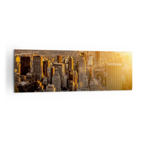 Quadro su tela - Stampe su Tela - Skyline di New York City al tramonto con vista sull'Empire State Building - 160x50cm - Crescere al sole - Decorazione murale moderna per soggiorno e camera da letto ARTTOR
