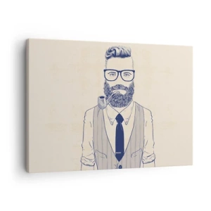 Quadro su tela - Stampe su Tela - Uomo stilizzato con barba, pipa e occhiali - 70x50cm - Allegro, maschile e alla moda - Decorazione murale moderna per soggiorno e camera da letto ARTTOR