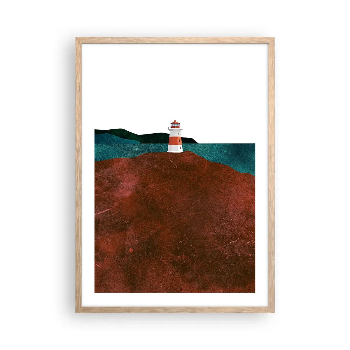 Poster in cornice rovere chiaro - Contemplando il mare - 50x70 cm