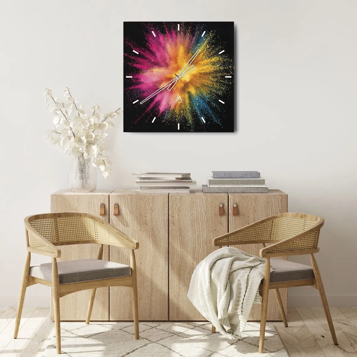 Orologio da parete - Orologio in Vetro - La nascita dei colori - 30x30 cm