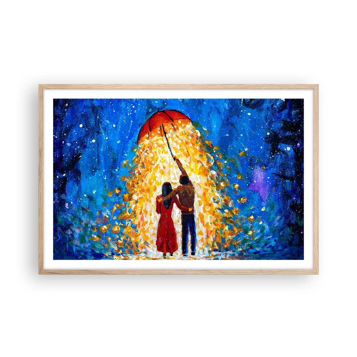 Poster in cornice rovere chiaro - La magia di una sera piovosa? - 91x61 cm