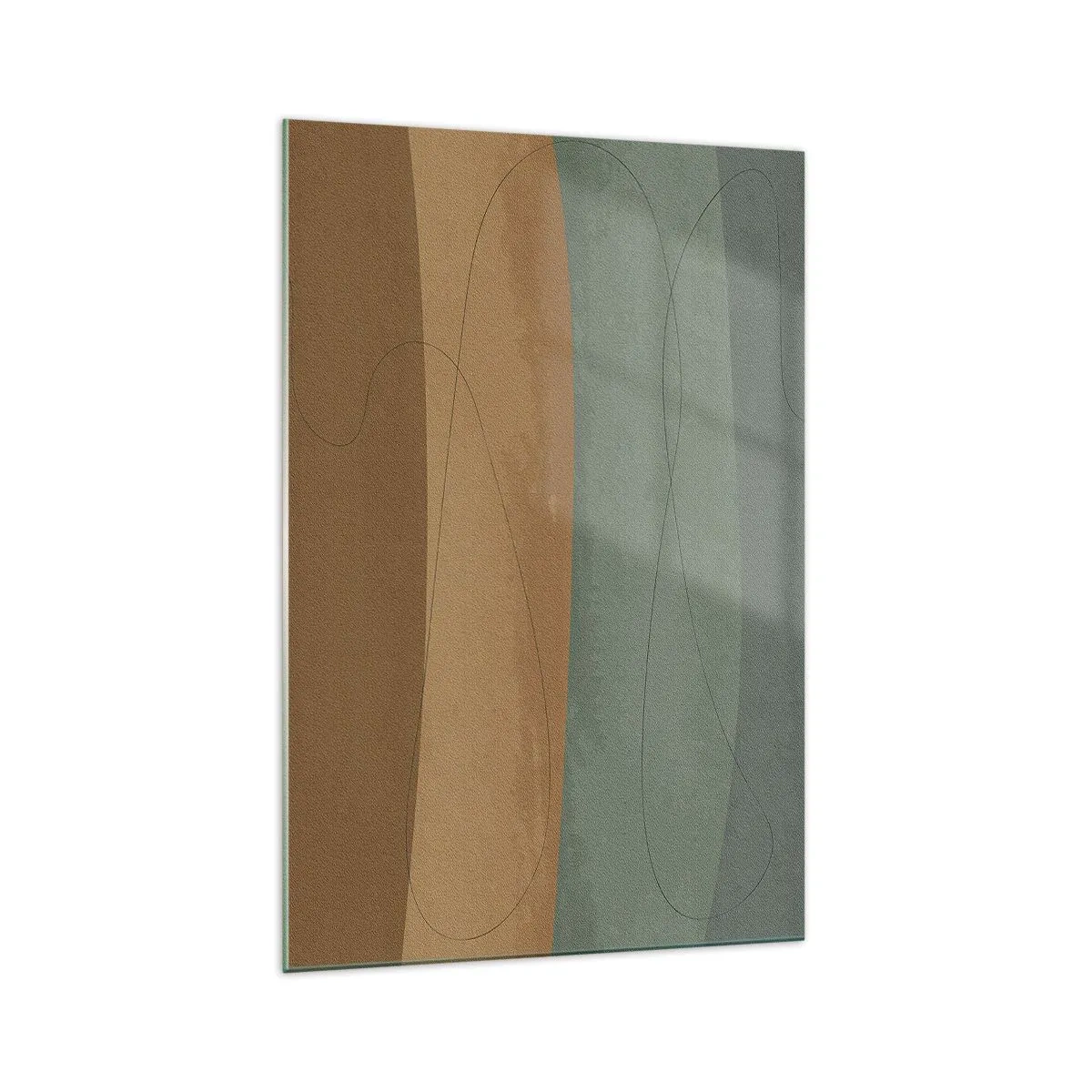 Quadro su vetro - Composizione astratta nei toni naturali della terra - 70x100cm - Composizione orizzontale - Decorazione murale moderna per soggiorno e camera da letto ARTTOR