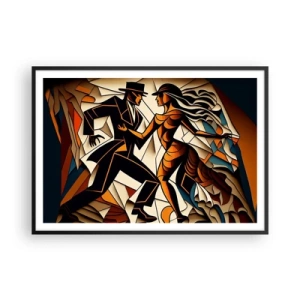 Poster in cornice nera - Una coppia dinamica che danza in una forma astratta. - 100x70cm - La danza della passione - Decorazione murale moderna per soggiorno e camera da letto ARTTOR
