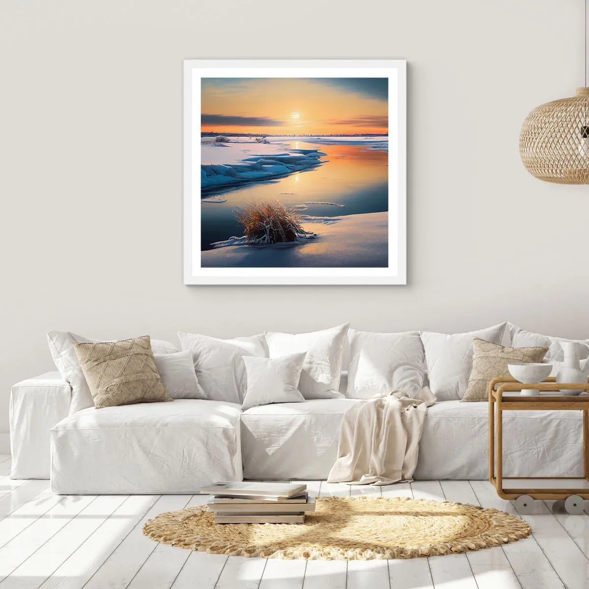Poster in cornice bianca - Tramonto invernale - 30x30 cm