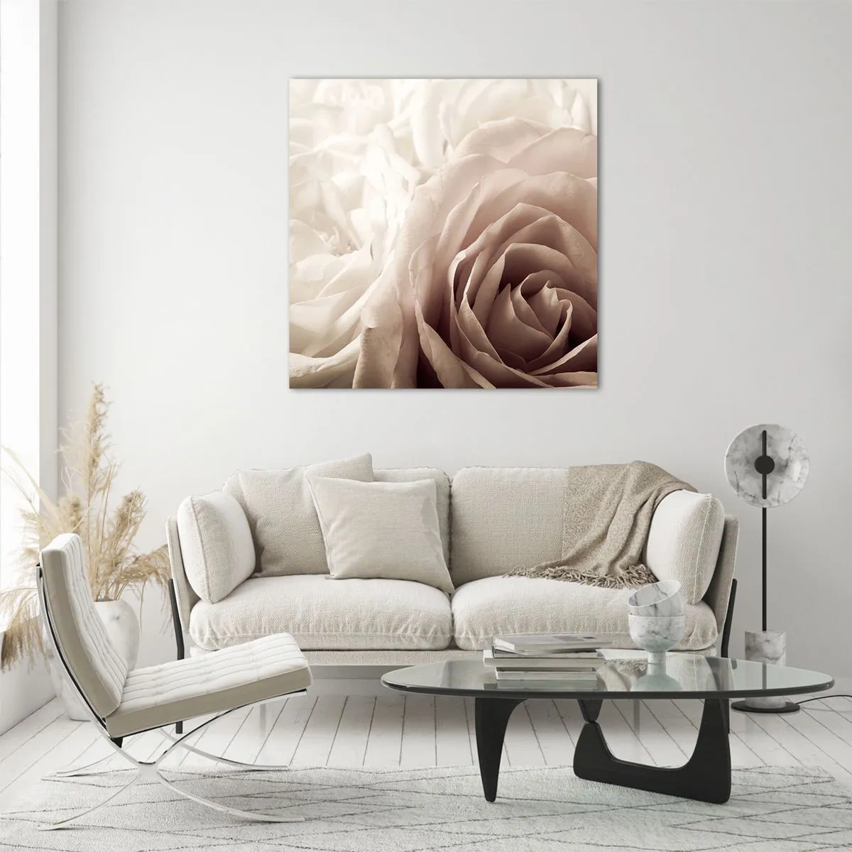 Quadro su vetro - Nel cuore della rosa - 30x30 cm