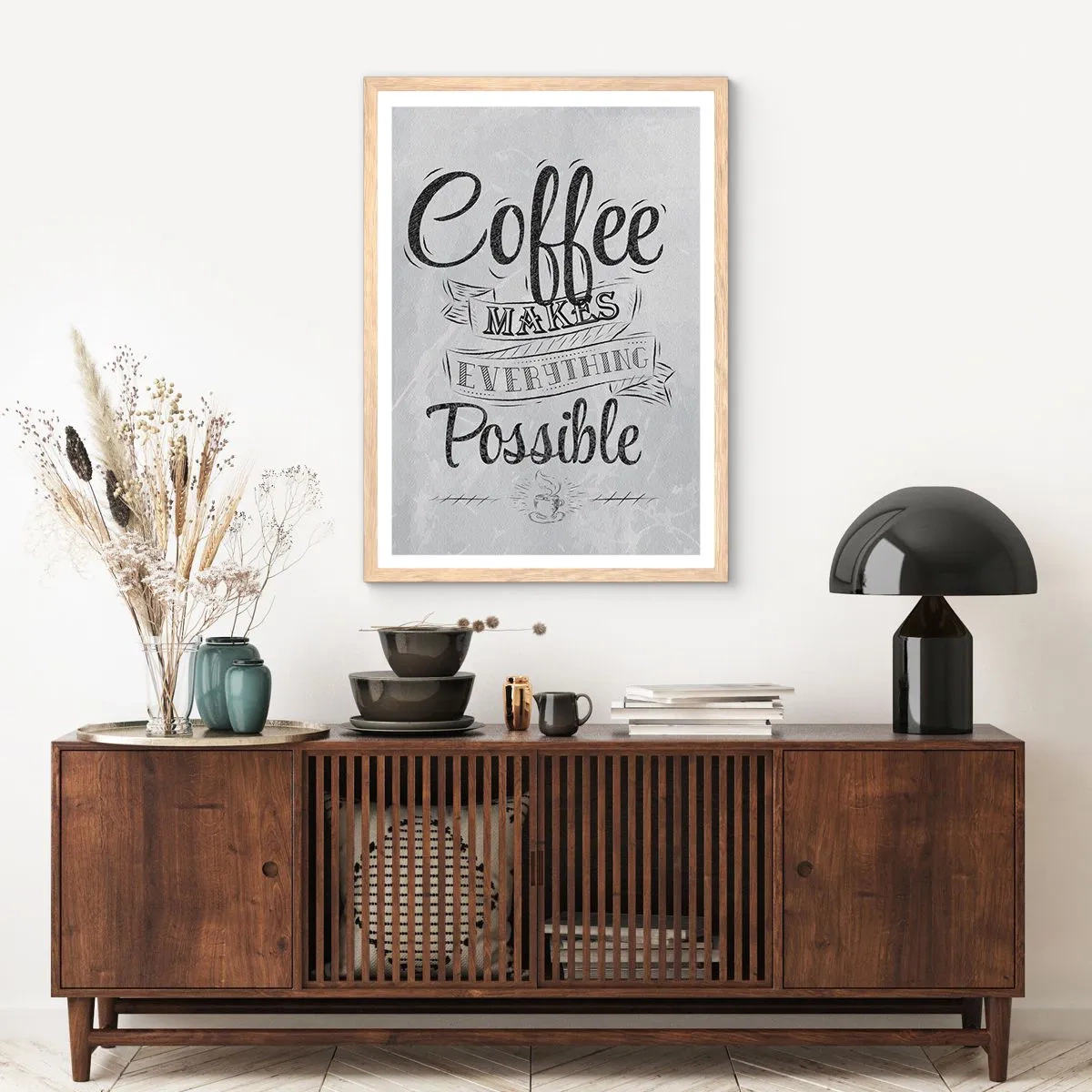 Poster in cornice rovere chiaro - Come non amare il caffè - 30x40 cm