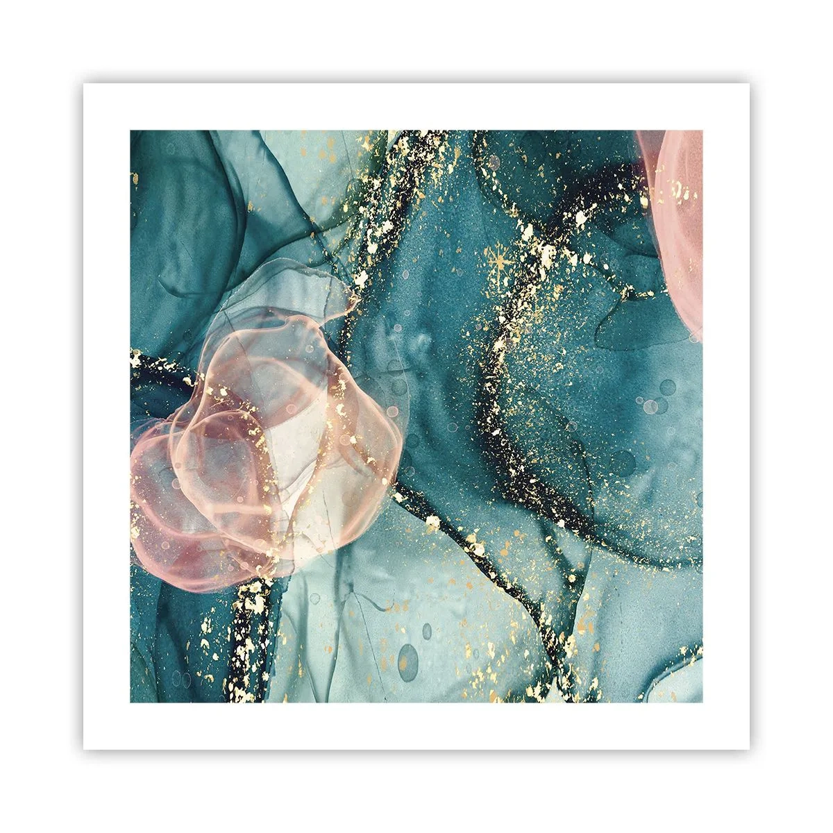 Poster - Blu di seta, rosa di tulle - 50x50 cm