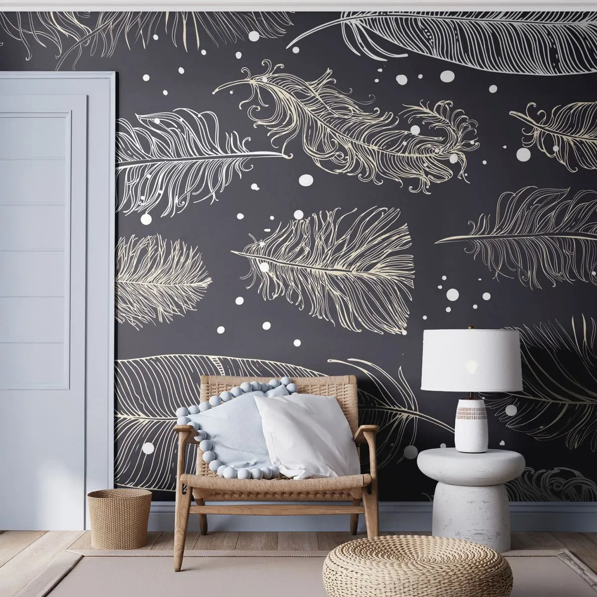Fotomurali Standard Eco - Pizzo piumato - Piuma d'uccello, Grafica, Pezzo - 300x210 cm