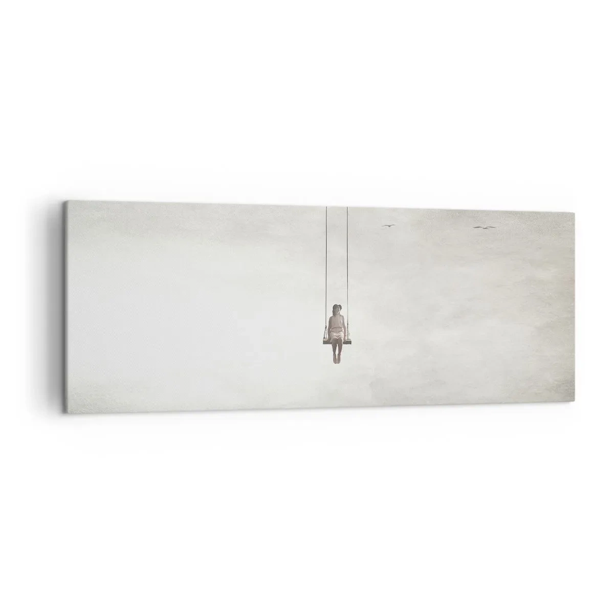 Quadro su tela - Stampe su Tela - Una figura su un'altalena sospesa nello spazio - 140x50cm - Il bambino che è in noi - Decorazione murale moderna per soggiorno e camera da letto ARTTOR