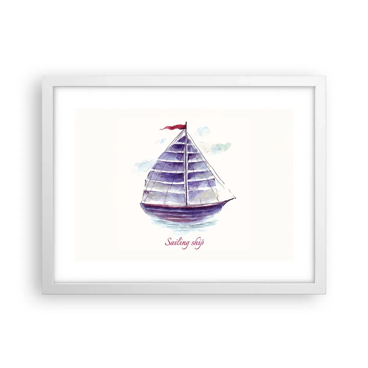 Poster in cornice bianca - Gonfie vele e mare calmo - 40x30 cm