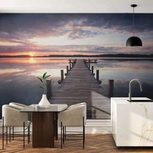 Fotomurali Premium Sand - Il silenzioso confine del giorno e della notte - Paesaggio, Lago, Tramonto - 400x280 cm