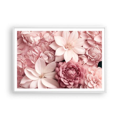 Poster in cornice bianca - Nei petali di rosa - 100x70 cm