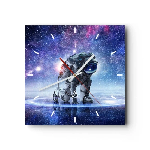 Orologio da parete - Orologio in Vetro - Astronauta in un paesaggio galattico - 30x30cm - Il cielo stellato sopra di me - Decorazione murale moderna per soggiorno e camera da letto ARTTOR