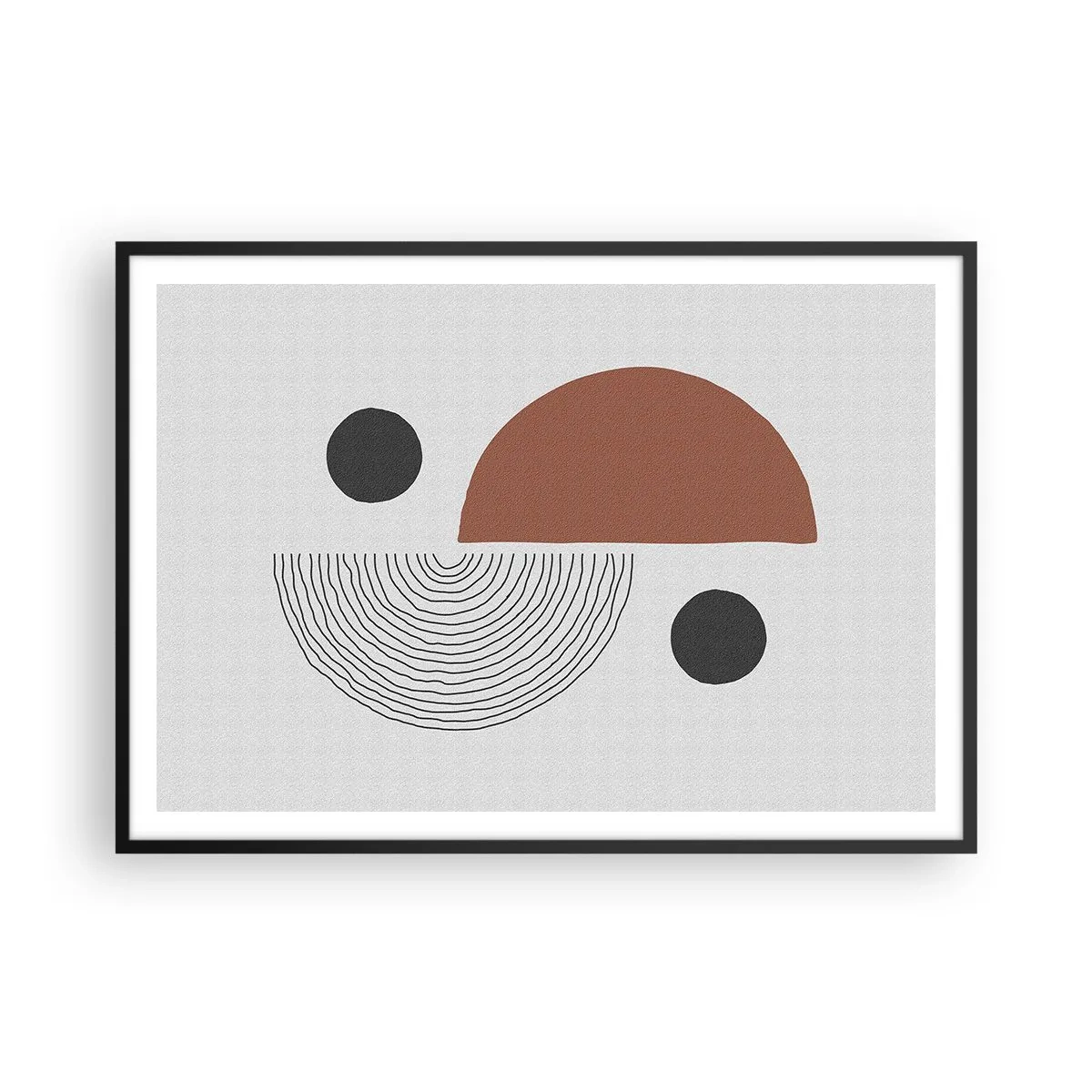 Poster in cornice nera - Forme geometriche nelle tonalità del marrone e del nero - 100x70cm - La perfezione del cerchio - Decorazione murale moderna per soggiorno e camera da letto ARTTOR